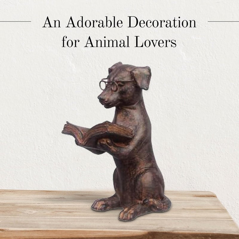Young's Inc Resin Reading Dog with Glasses - Image 2